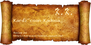 Karácson Kadosa névjegykártya